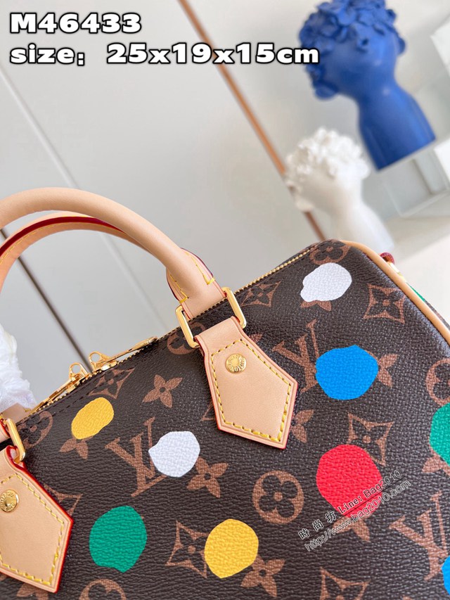 LV專櫃2023新款Speedy25手袋 M46433 路易威登波點圖案手提肩背手提女包 dn1441